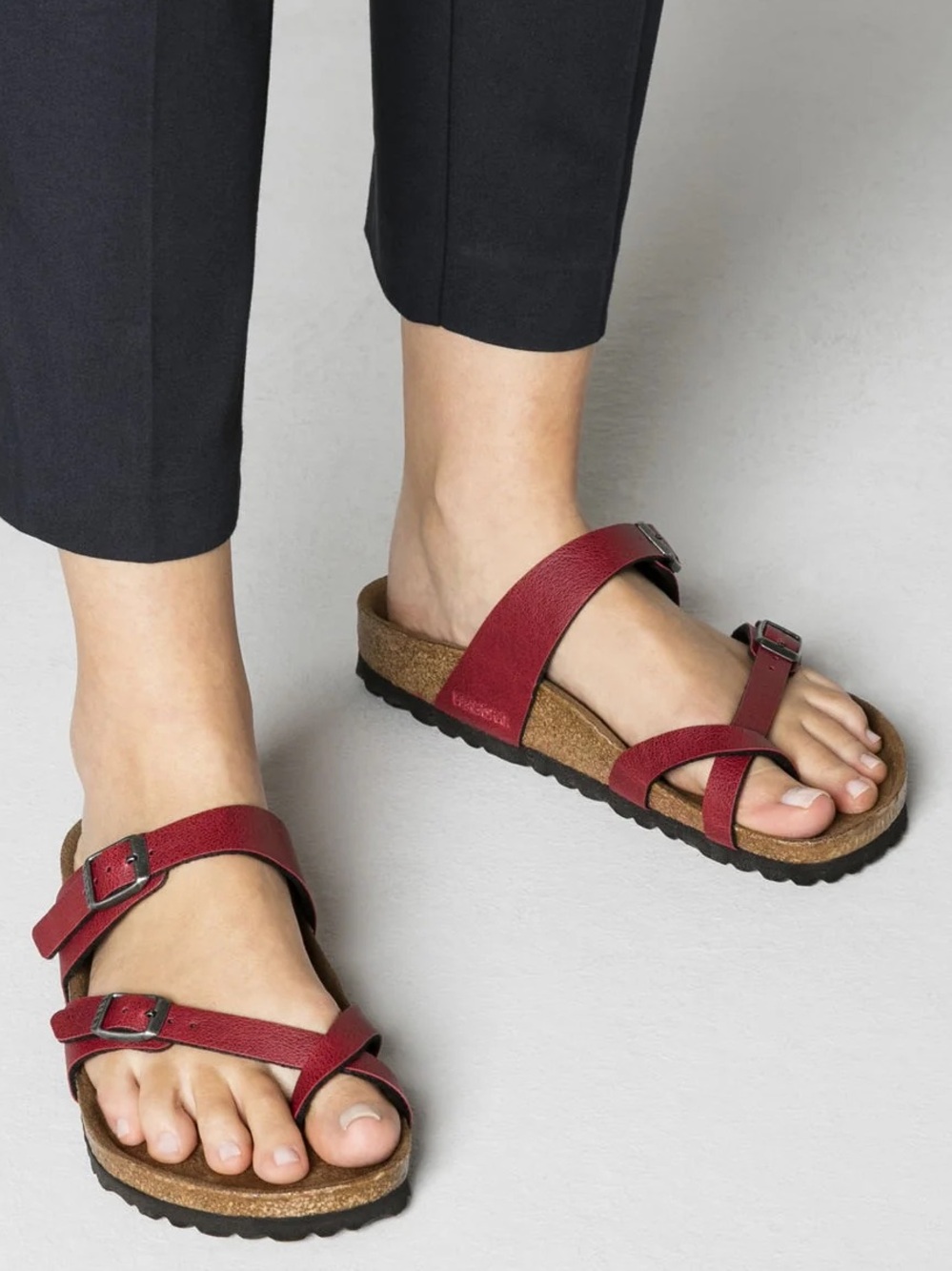 Birkenstock Sandals Mayari Vegan Pull Up 36 Regular Wide Bordeaux Burgundy Wine